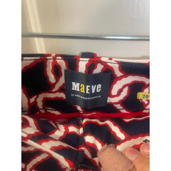 Maeve Anthropologie Navy Patterned Colette Ponte Knit Pants size 28P NWOT - Picture 4 of 5